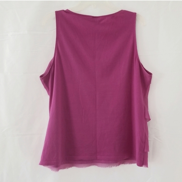 Ann Taylor Fuschia Asymmetrical Layer Tank Top w/Fringed Hem sz. XL - Picture 2 of 4